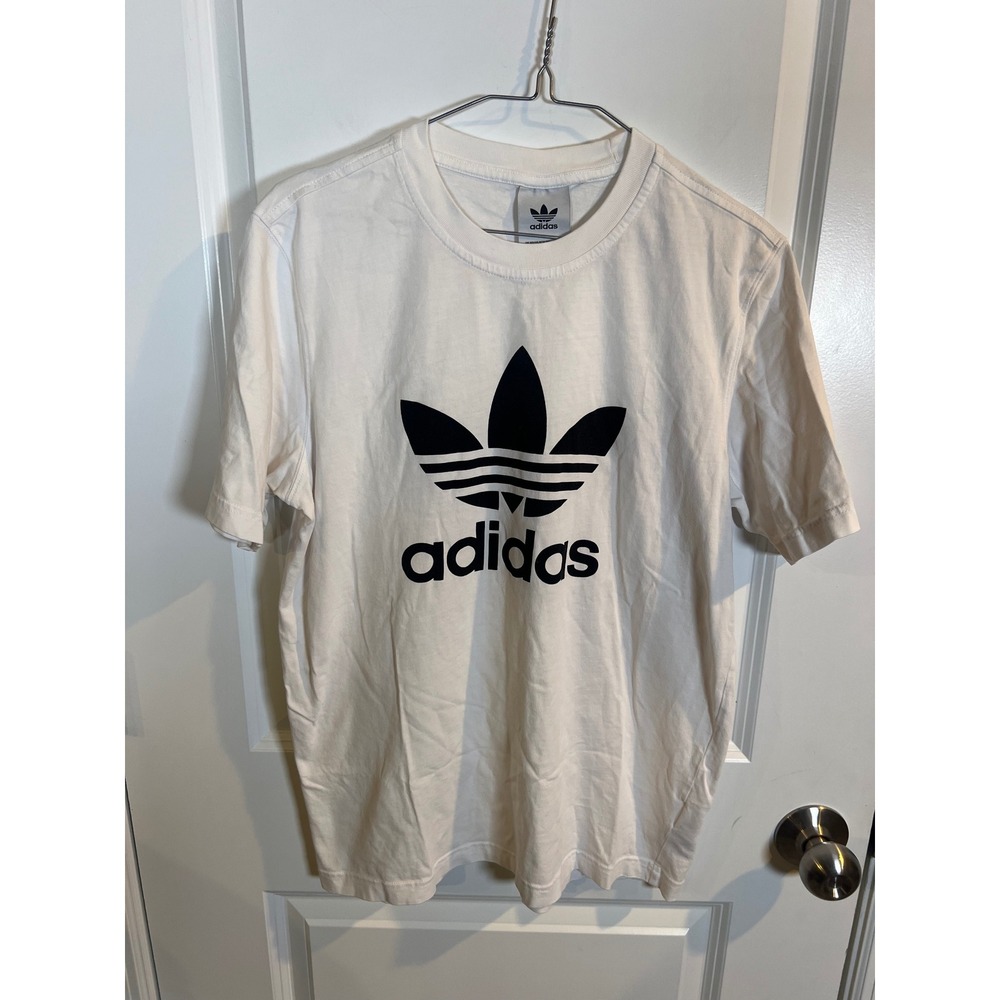 Adidas Mens T-Shirt Large Trefoil Graphic Logo White Size M